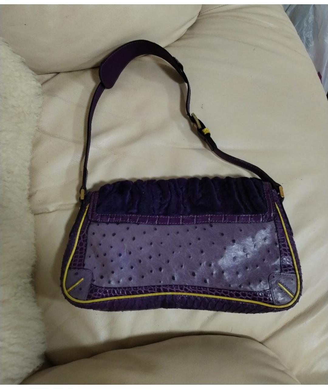 ETRO Фиолетовая сумка через плечо из кожи страуса, фото 2