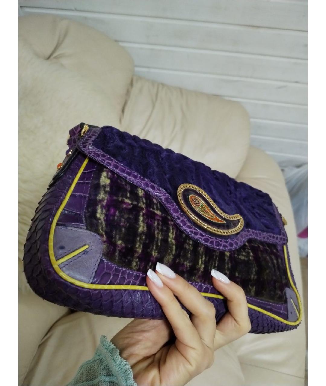 ETRO Фиолетовая сумка через плечо из кожи страуса, фото 3