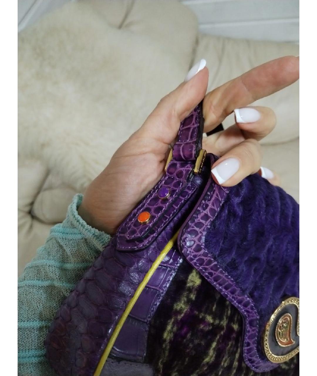ETRO Фиолетовая сумка через плечо из кожи страуса, фото 4