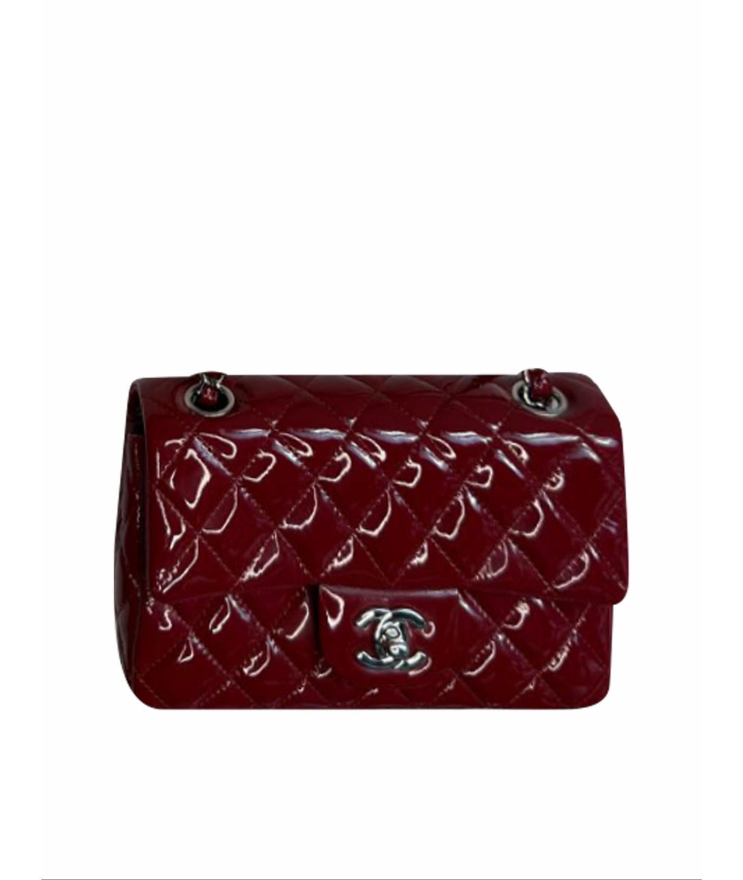 CHANEL Бордовая сумка с короткими ручками из лакированной кожи, фото 1