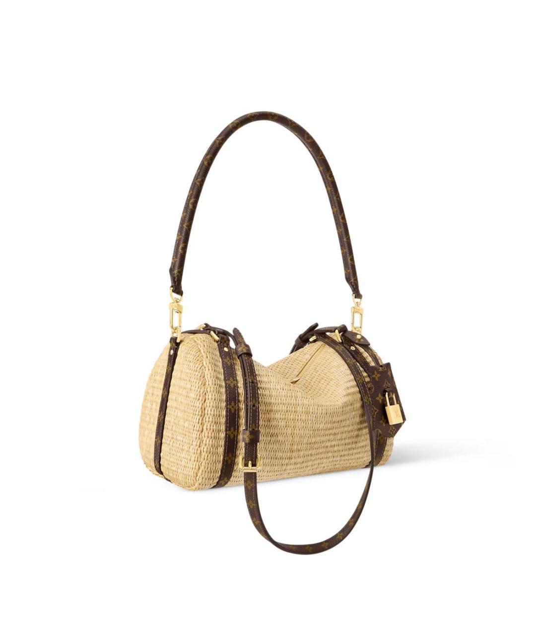 LOUIS VUITTON Бежевая рафиевая сумка через плечо, фото 3