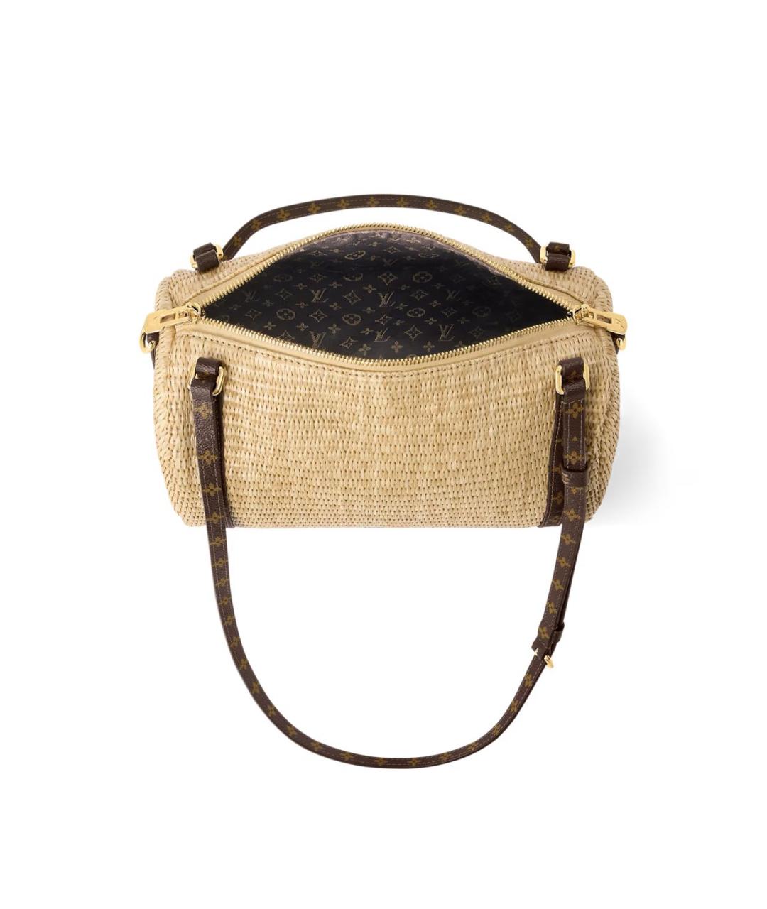 LOUIS VUITTON Бежевая рафиевая сумка через плечо, фото 4