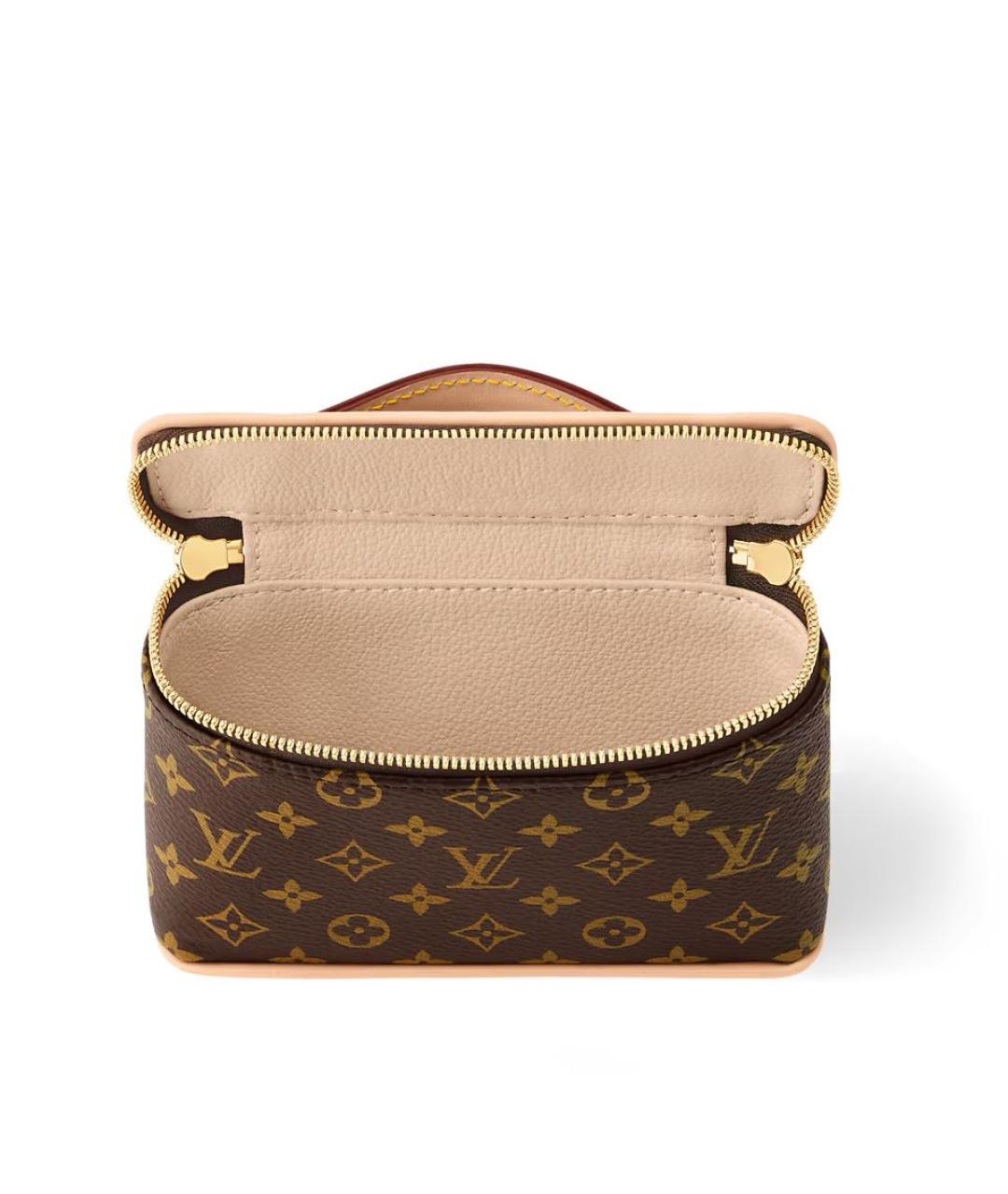 LOUIS VUITTON Коричневая кожаная косметичка, фото 3