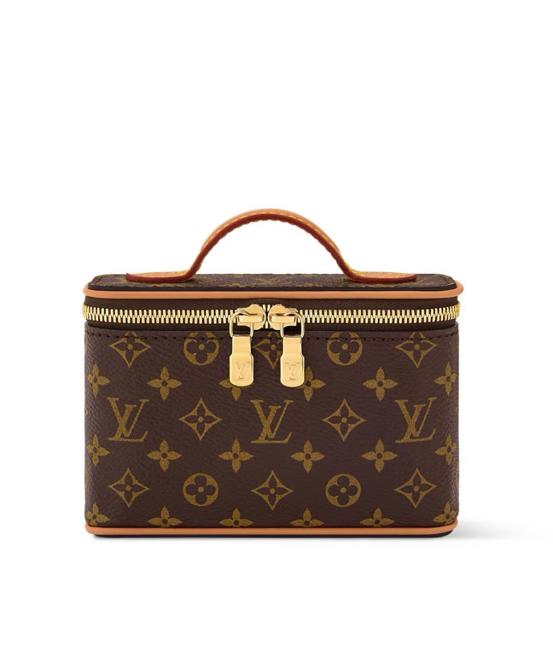 LOUIS VUITTON Коричневая кожаная косметичка, фото 5