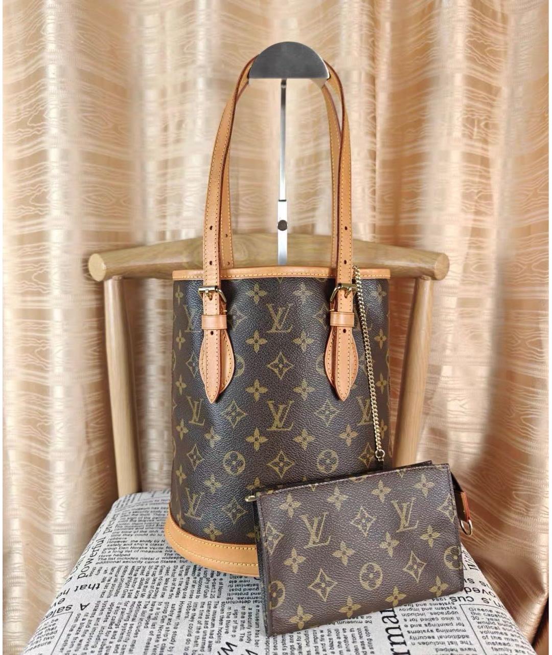 LOUIS VUITTON Коричневая сумка с короткими ручками из канвы, фото 9