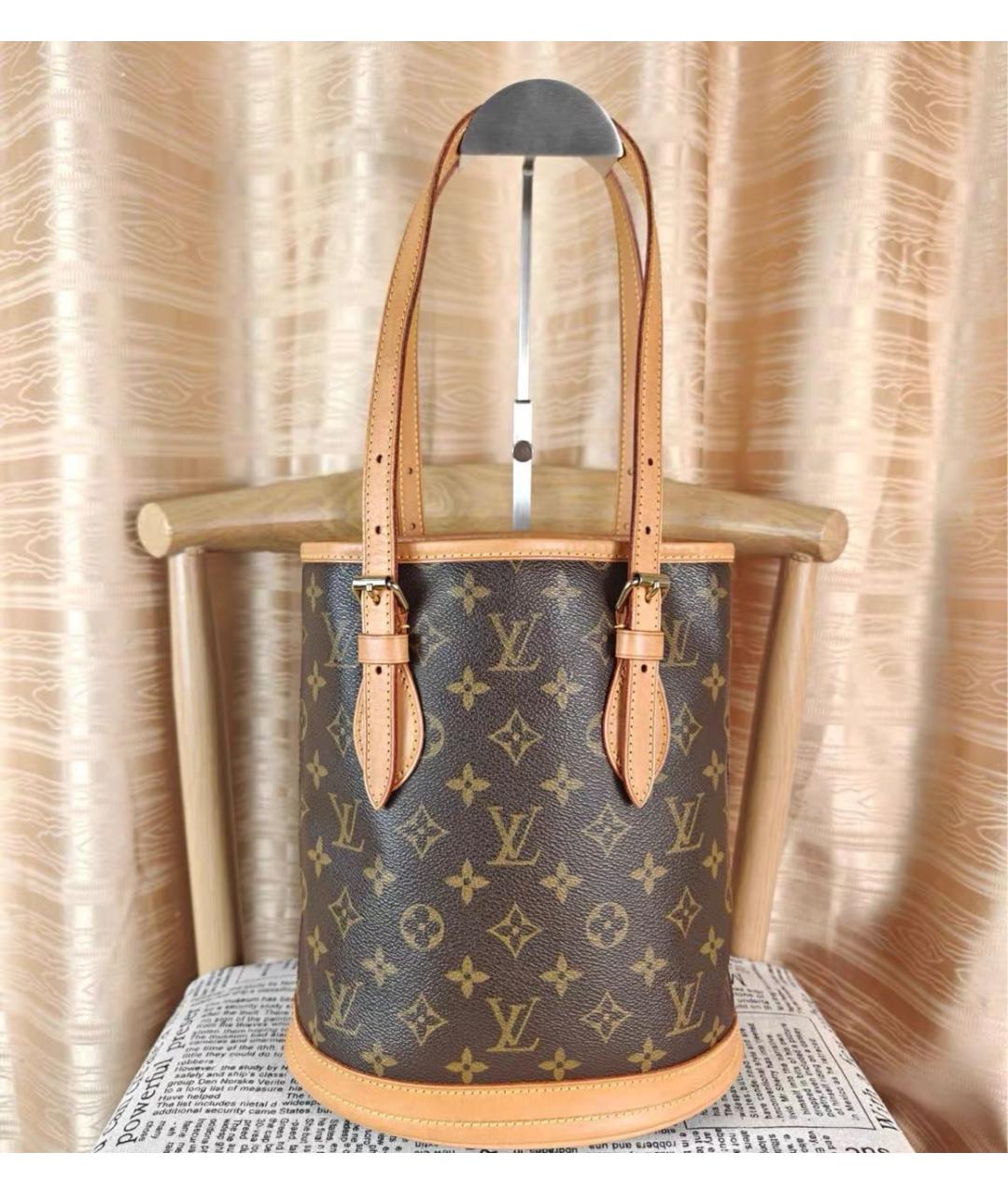 LOUIS VUITTON Коричневая сумка с короткими ручками из канвы, фото 2