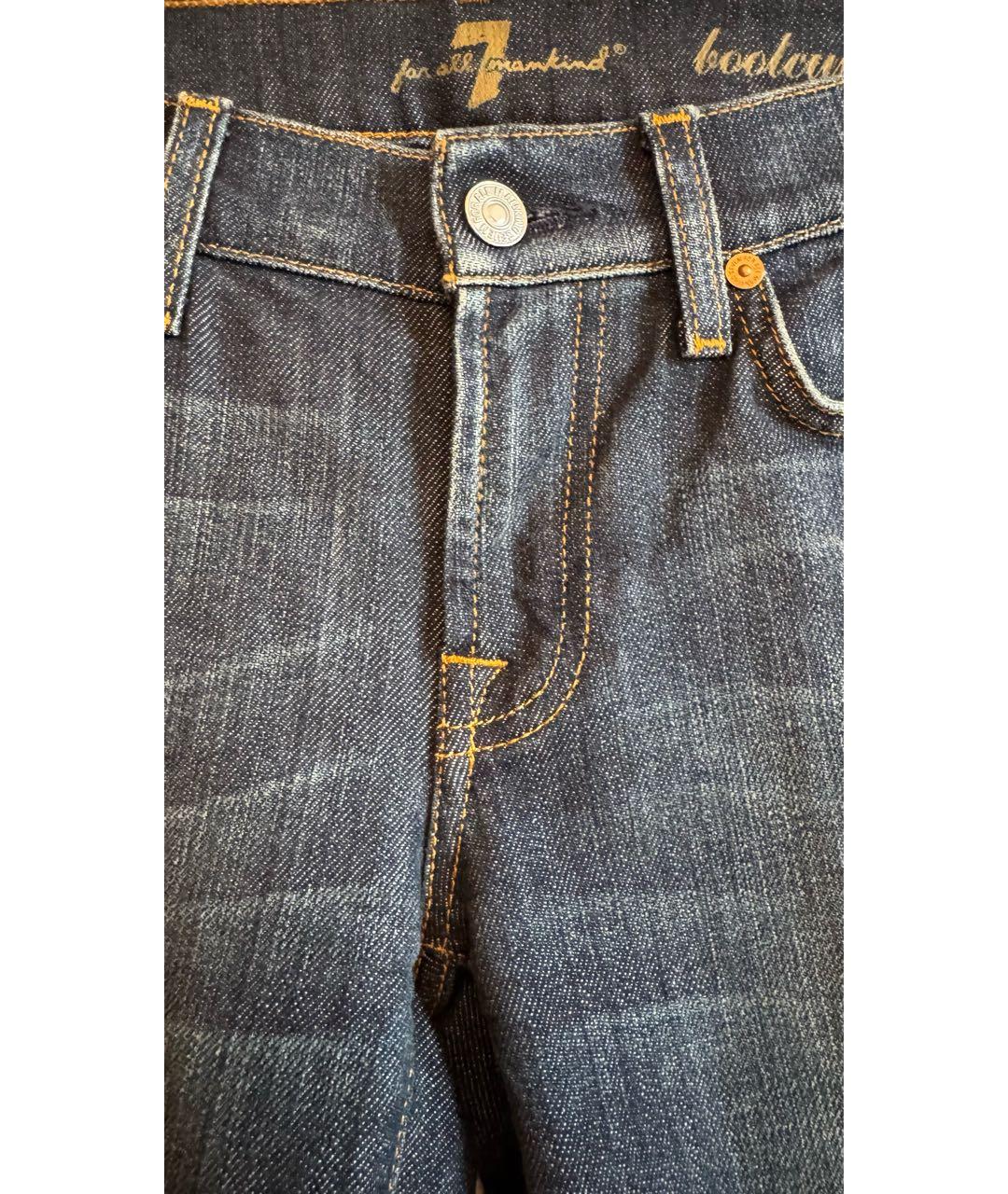 7 FOR ALL MANKIND Темно-синие хлопковые прямые джинсы, фото 3