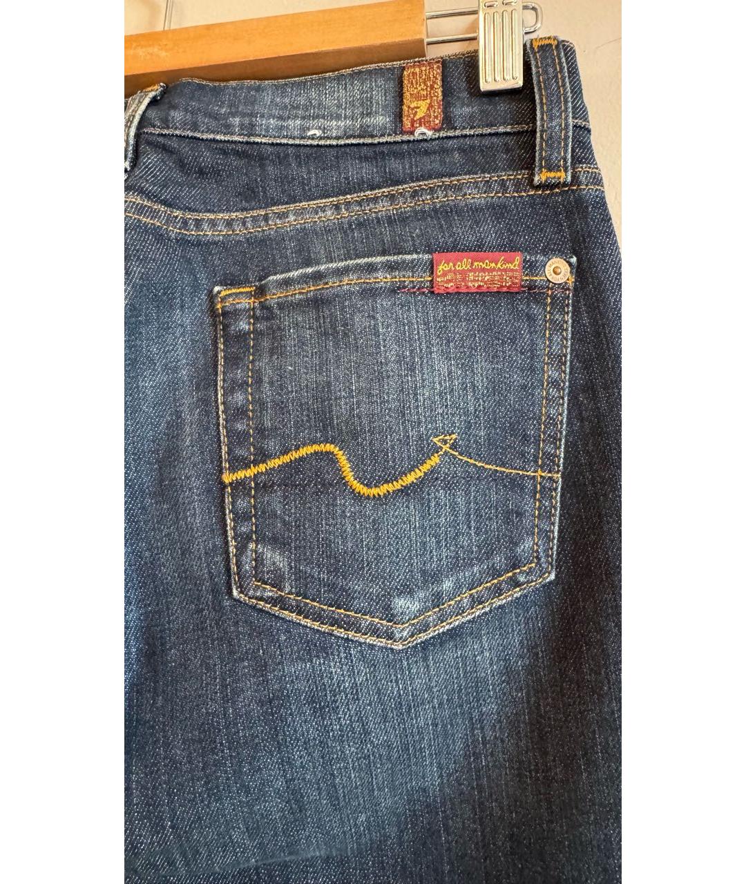 7 FOR ALL MANKIND Темно-синие хлопковые прямые джинсы, фото 4