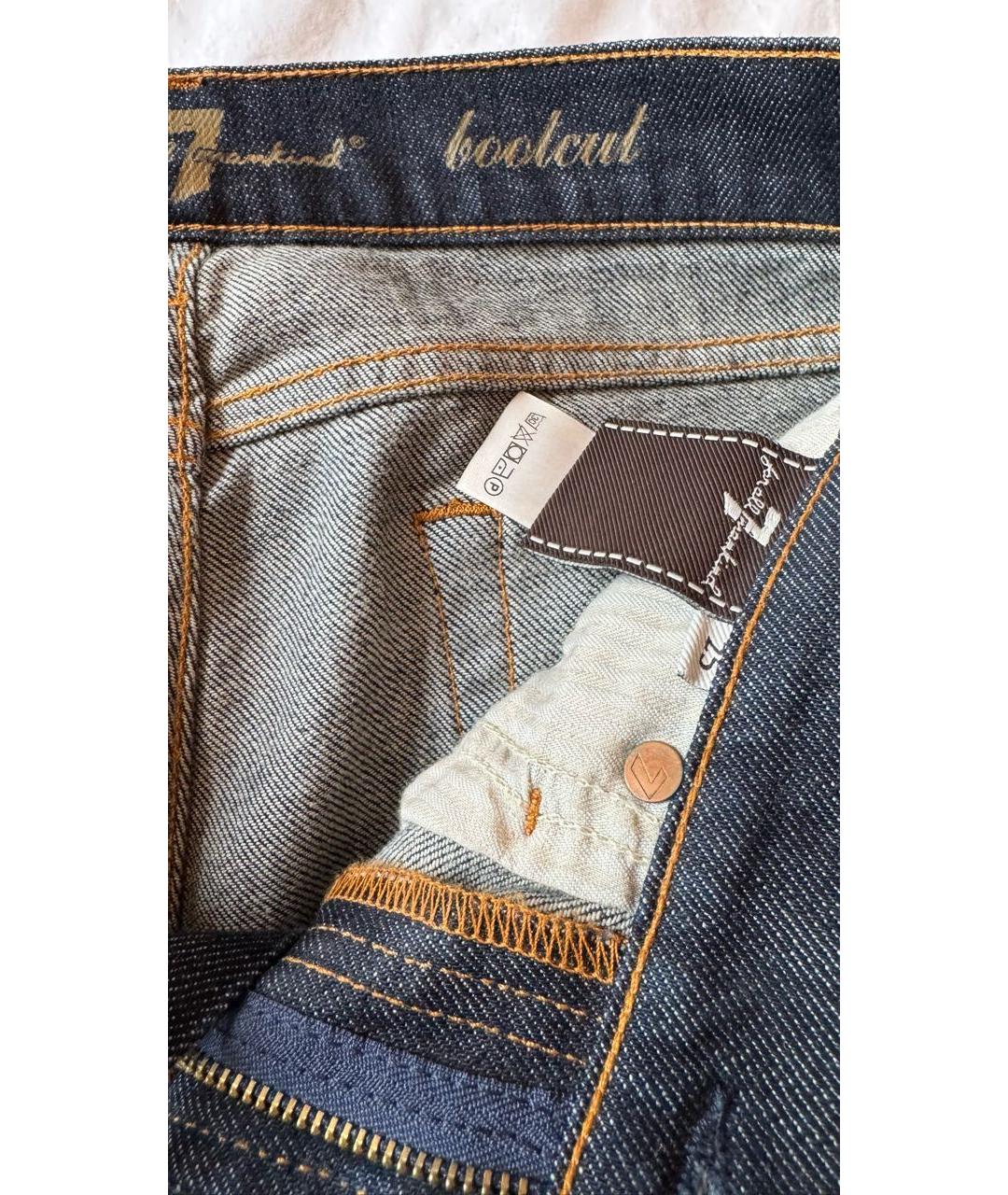 7 FOR ALL MANKIND Темно-синие хлопковые прямые джинсы, фото 5