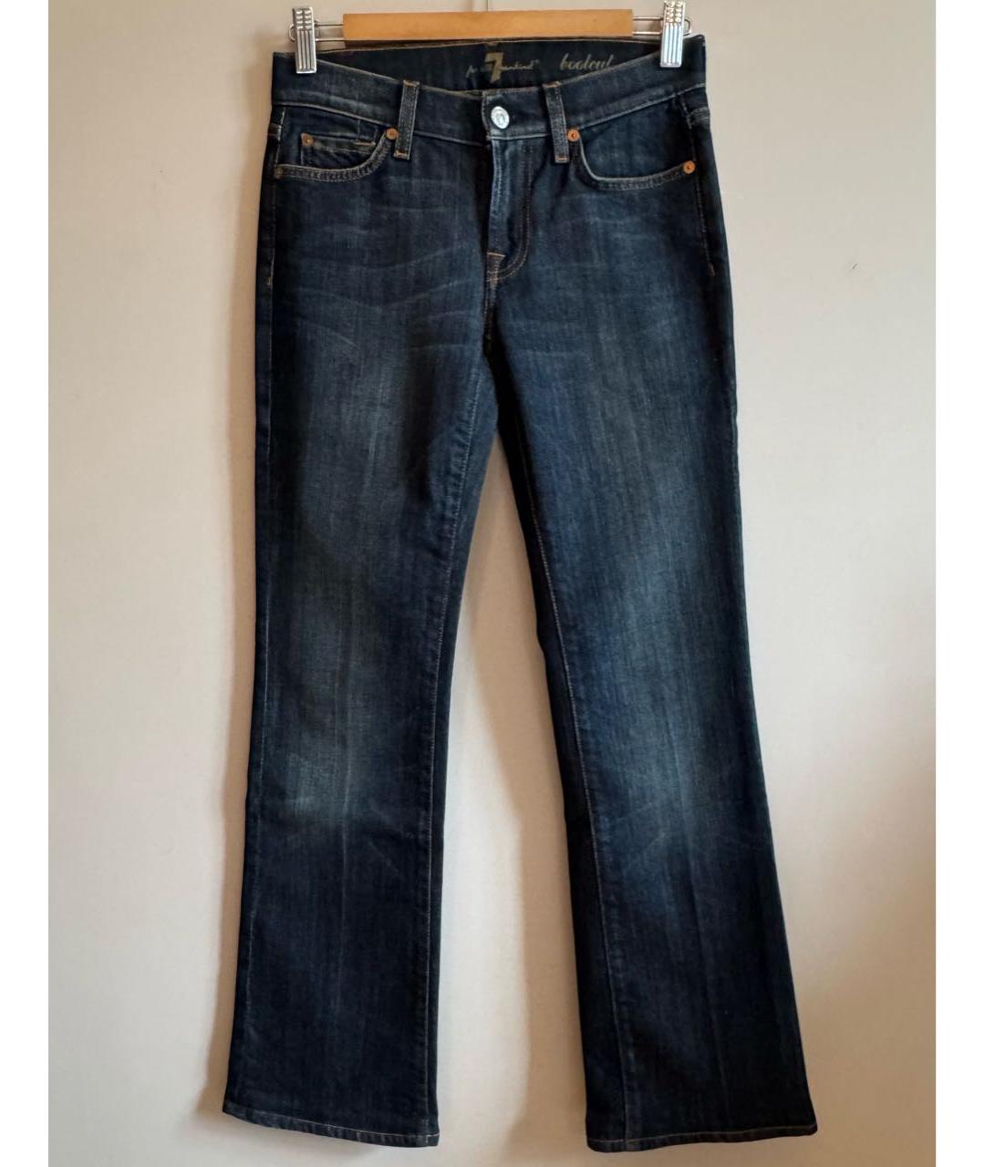 7 FOR ALL MANKIND Темно-синие хлопковые прямые джинсы, фото 6