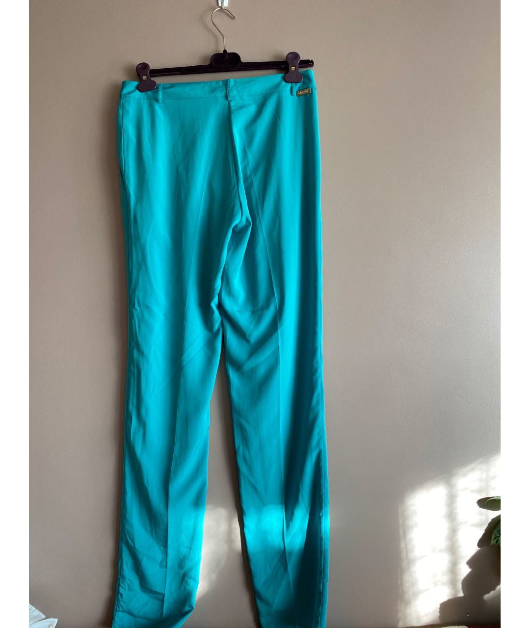 BLUGIRL Бирюзовые синтетические прямые брюки, фото 4