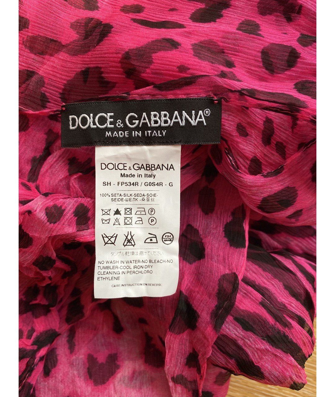DOLCE&GABBANA Фуксия шелковый шарф, фото 2