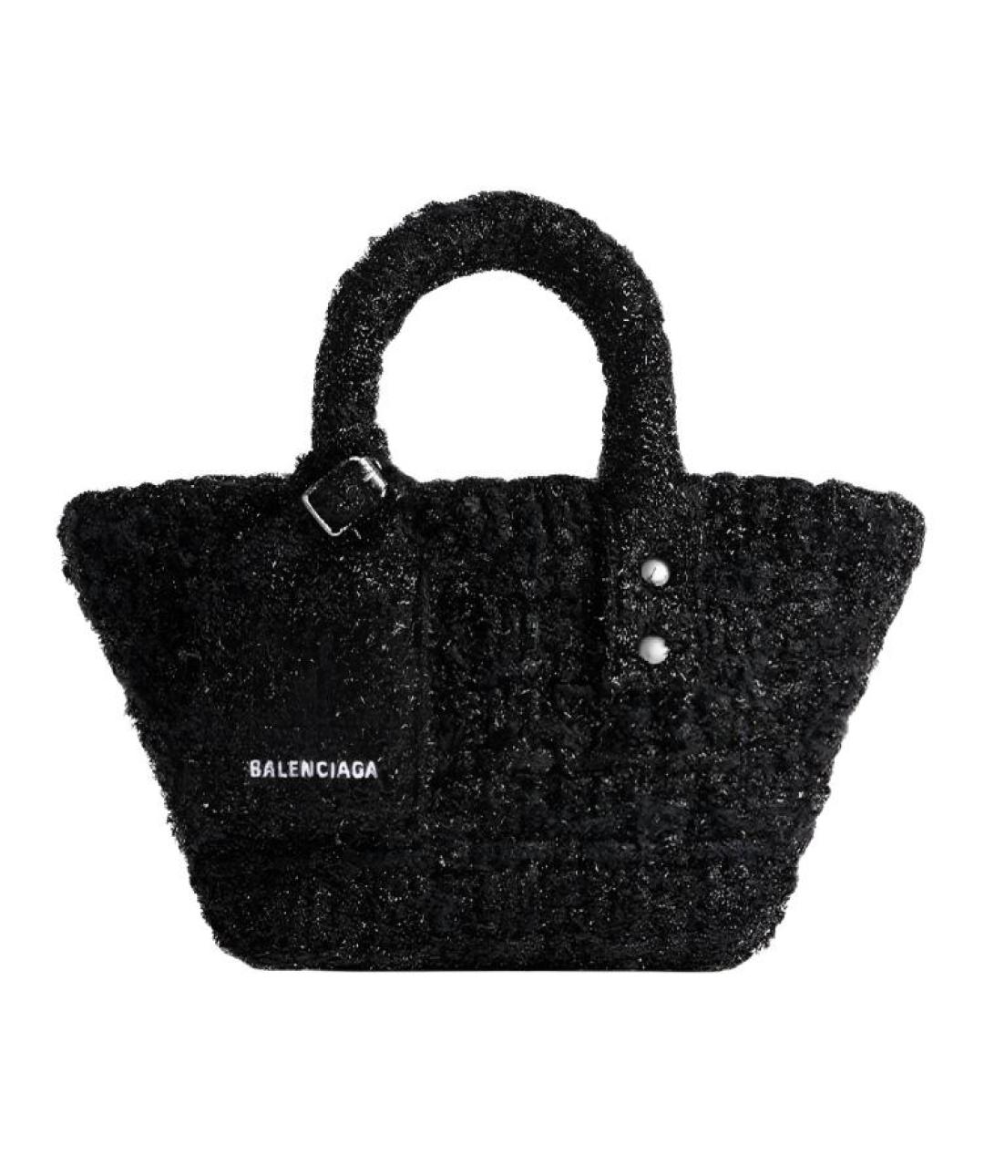 BALENCIAGA Черная твидовая сумка через плечо, фото 1