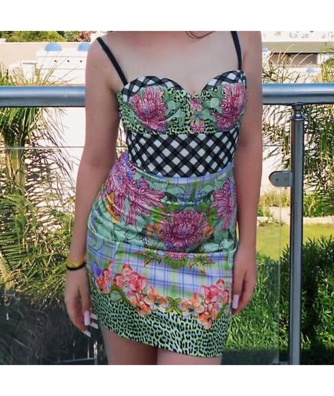 JUST CAVALLI Мульти полиэстеровое коктейльное платье, фото 4
