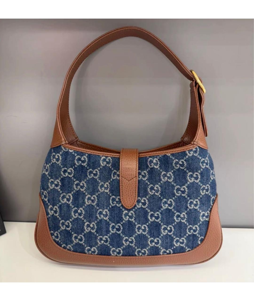 GUCCI Синяя сумка с короткими ручками из канвы, фото 2