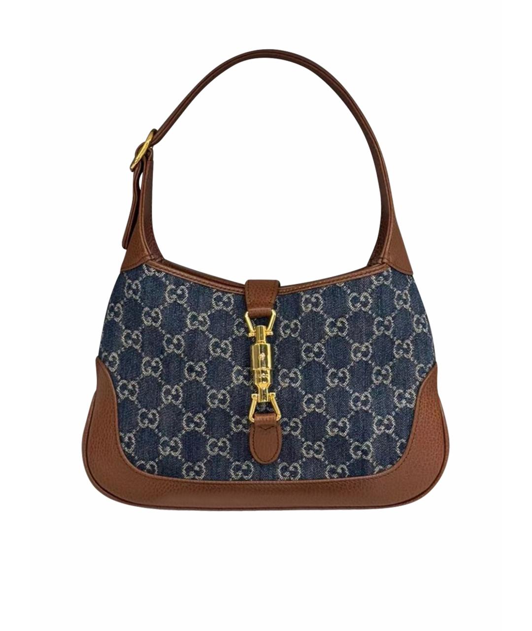 GUCCI Синяя сумка с короткими ручками из канвы, фото 1