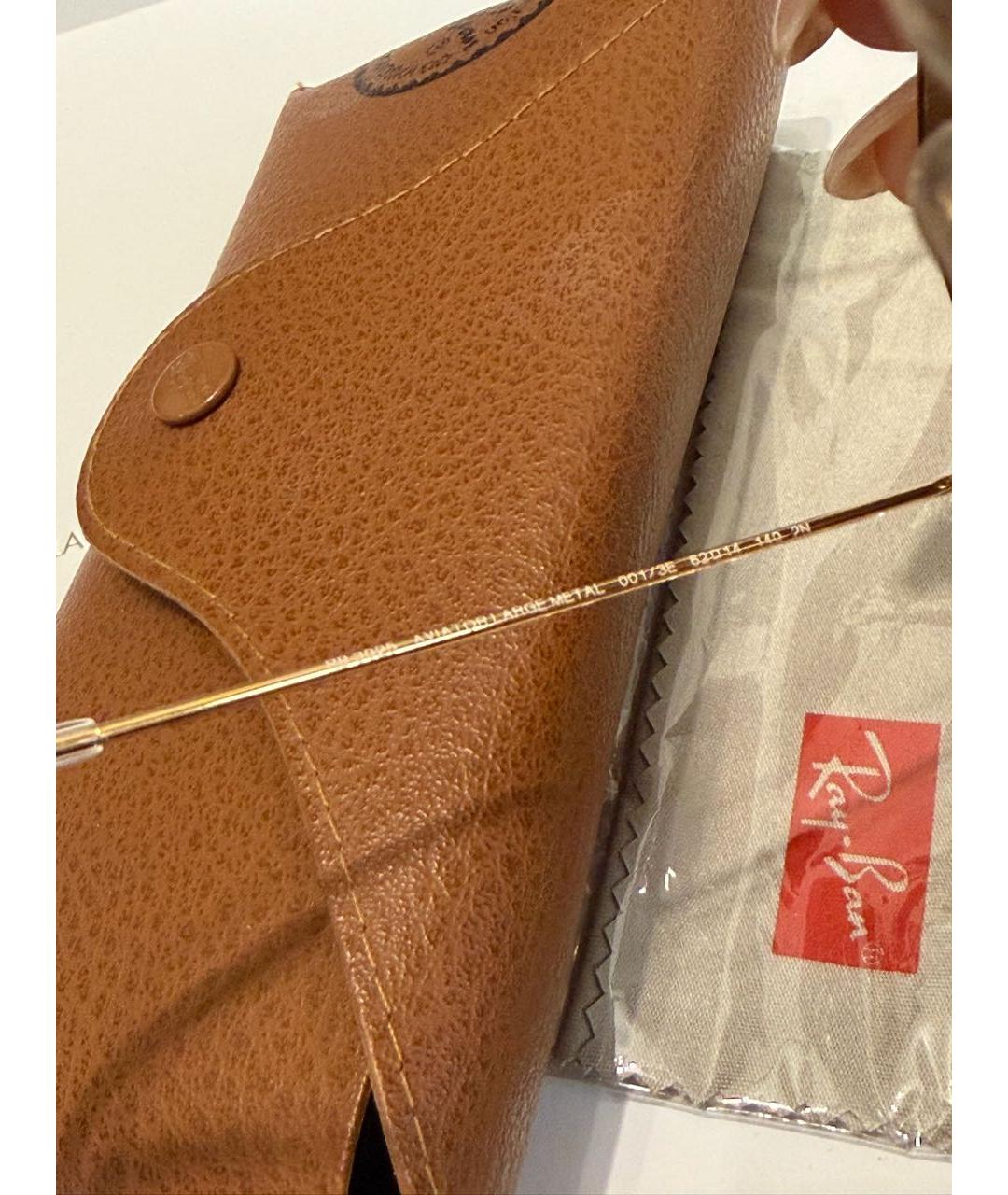 RAY BAN Коричневые металлические солнцезащитные очки, фото 3