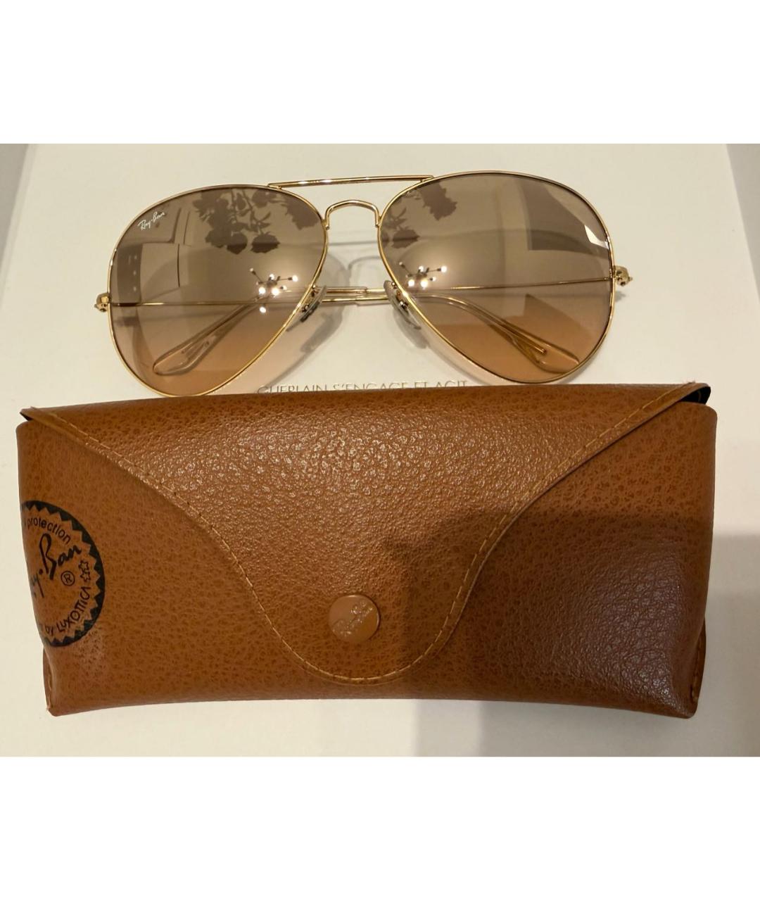 RAY BAN Коричневые металлические солнцезащитные очки, фото 2