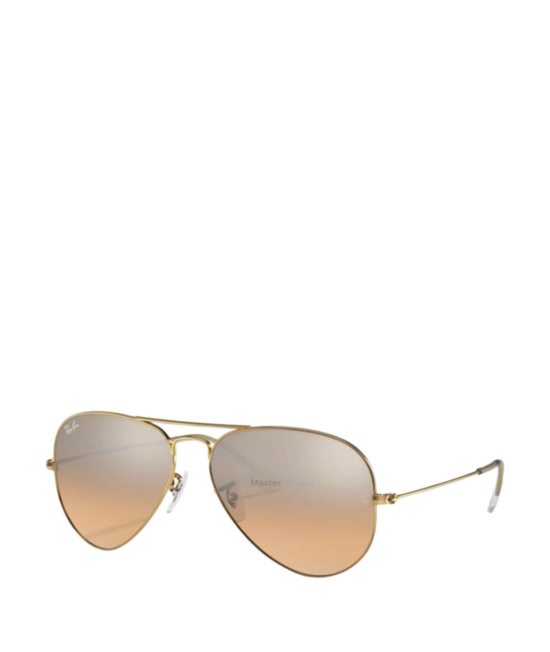 RAY BAN Коричневые металлические солнцезащитные очки, фото 1