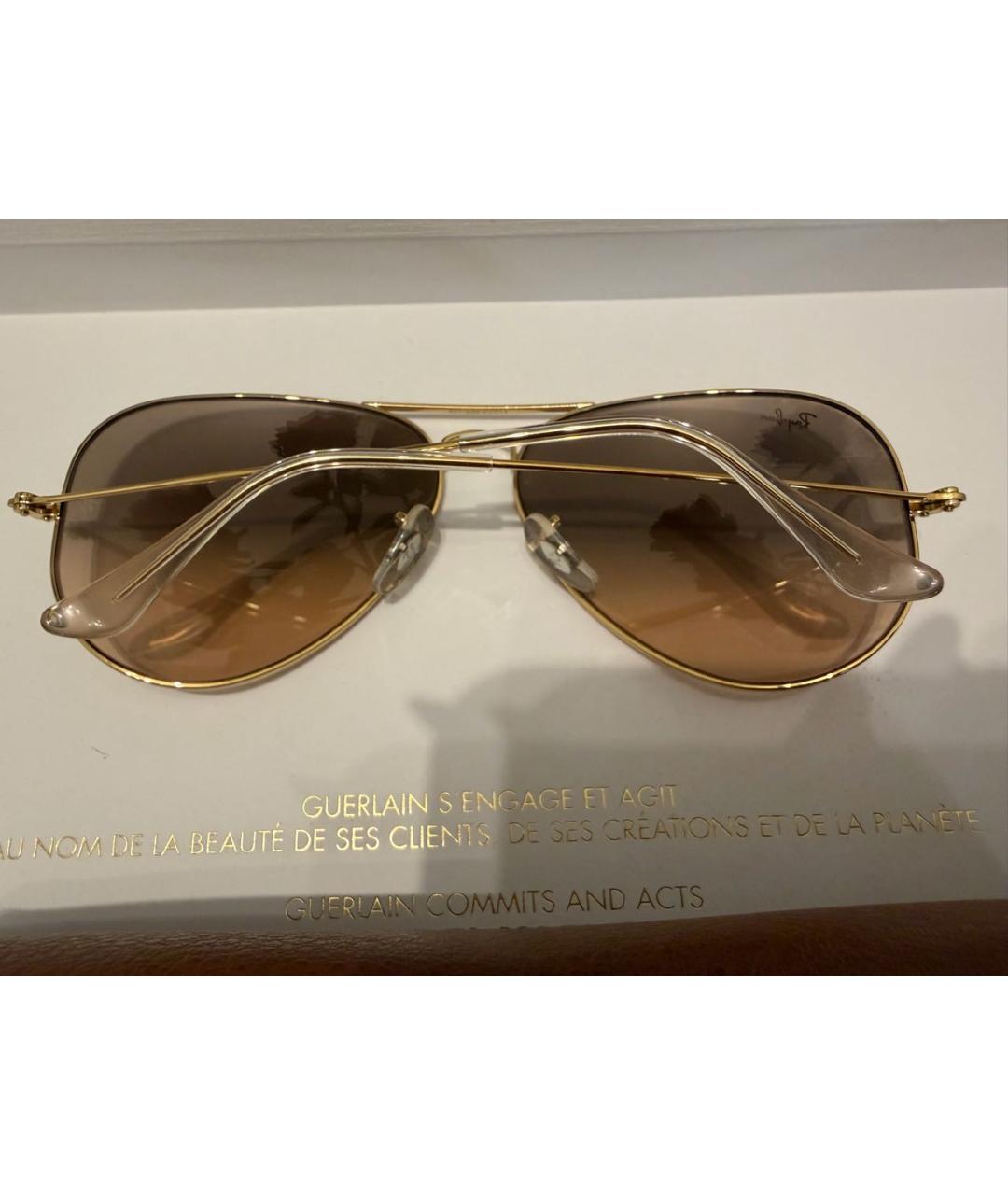 RAY BAN Коричневые металлические солнцезащитные очки, фото 6