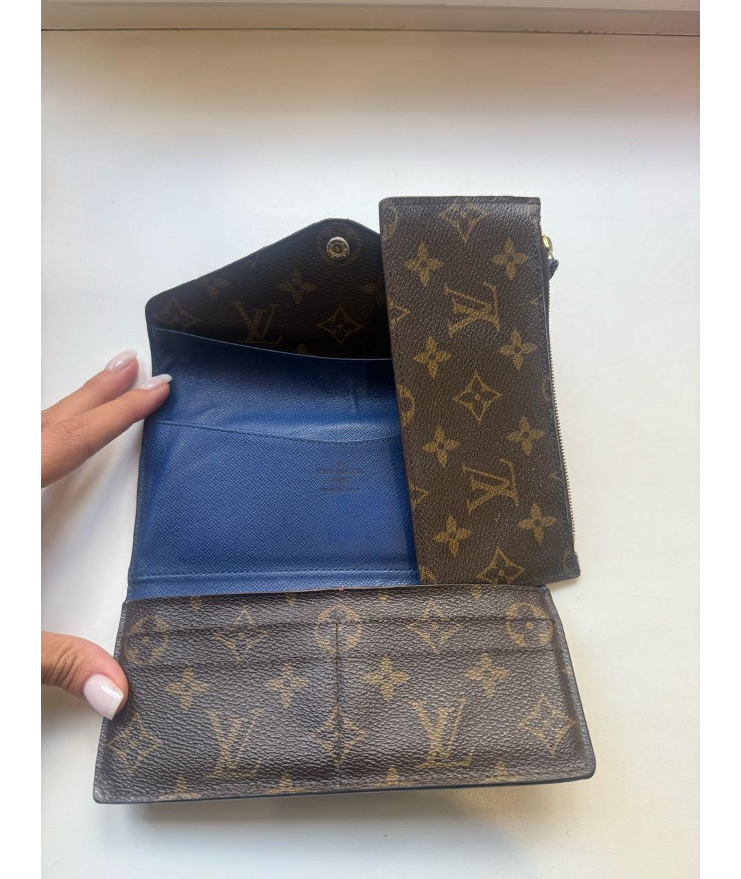 LOUIS VUITTON Коричневый кожаный кошелек, фото 4