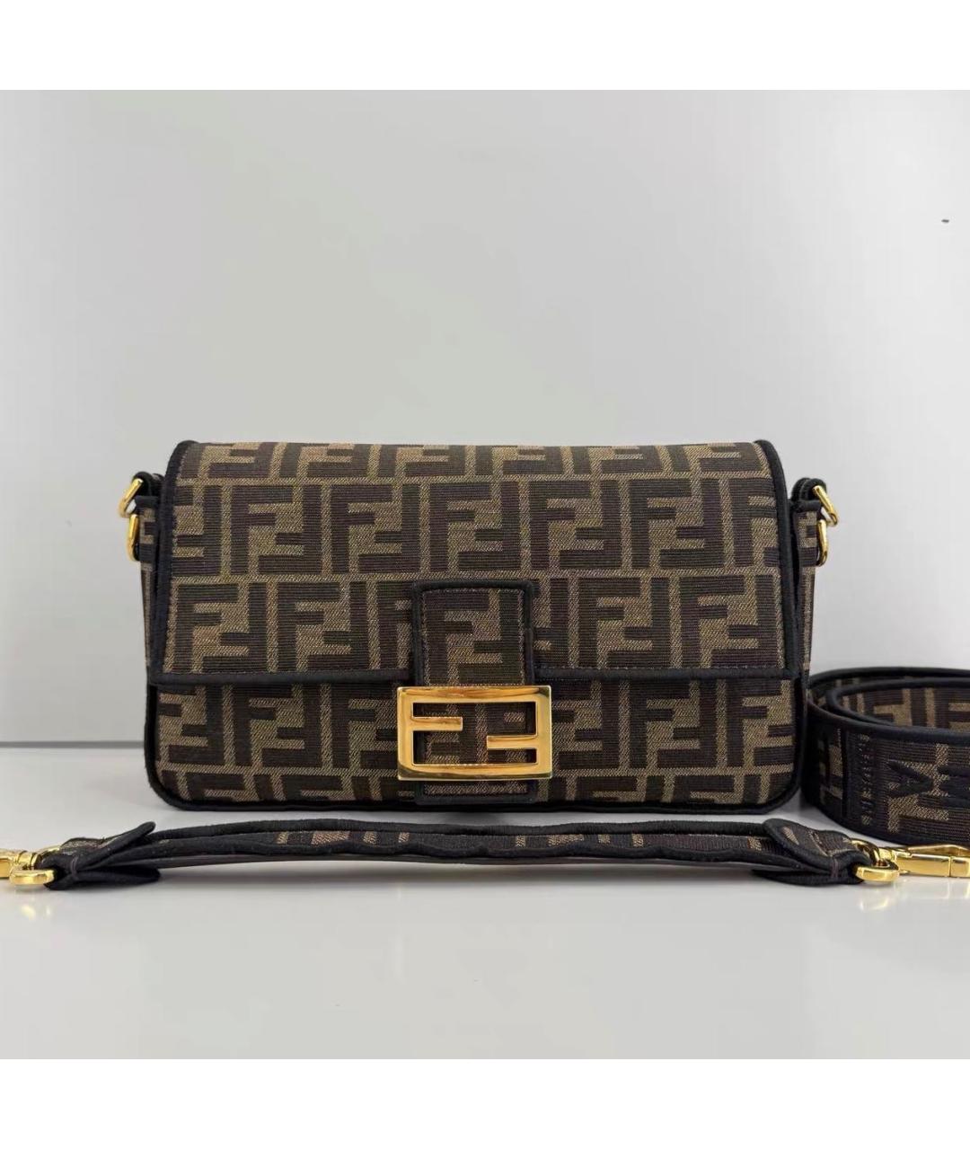FENDI Коричневая тканевая сумка через плечо, фото 9
