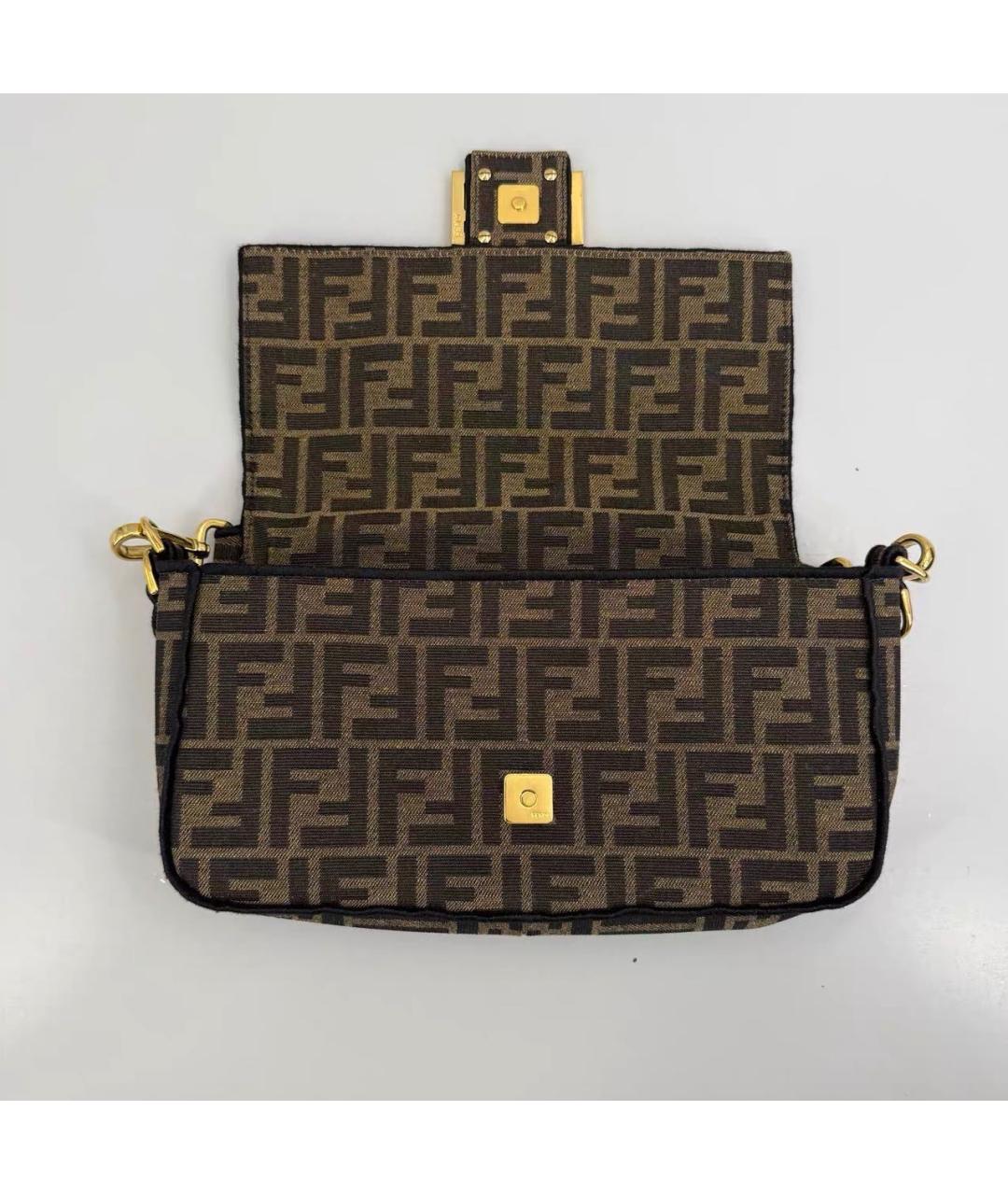FENDI Коричневая тканевая сумка через плечо, фото 7