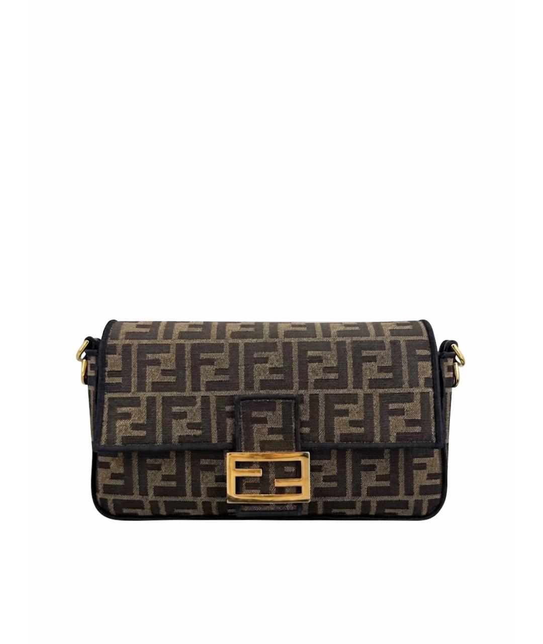 FENDI Коричневая тканевая сумка через плечо, фото 1