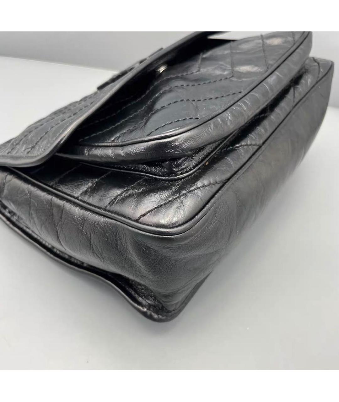 SAINT LAURENT Черная кожаная сумка тоут, фото 7