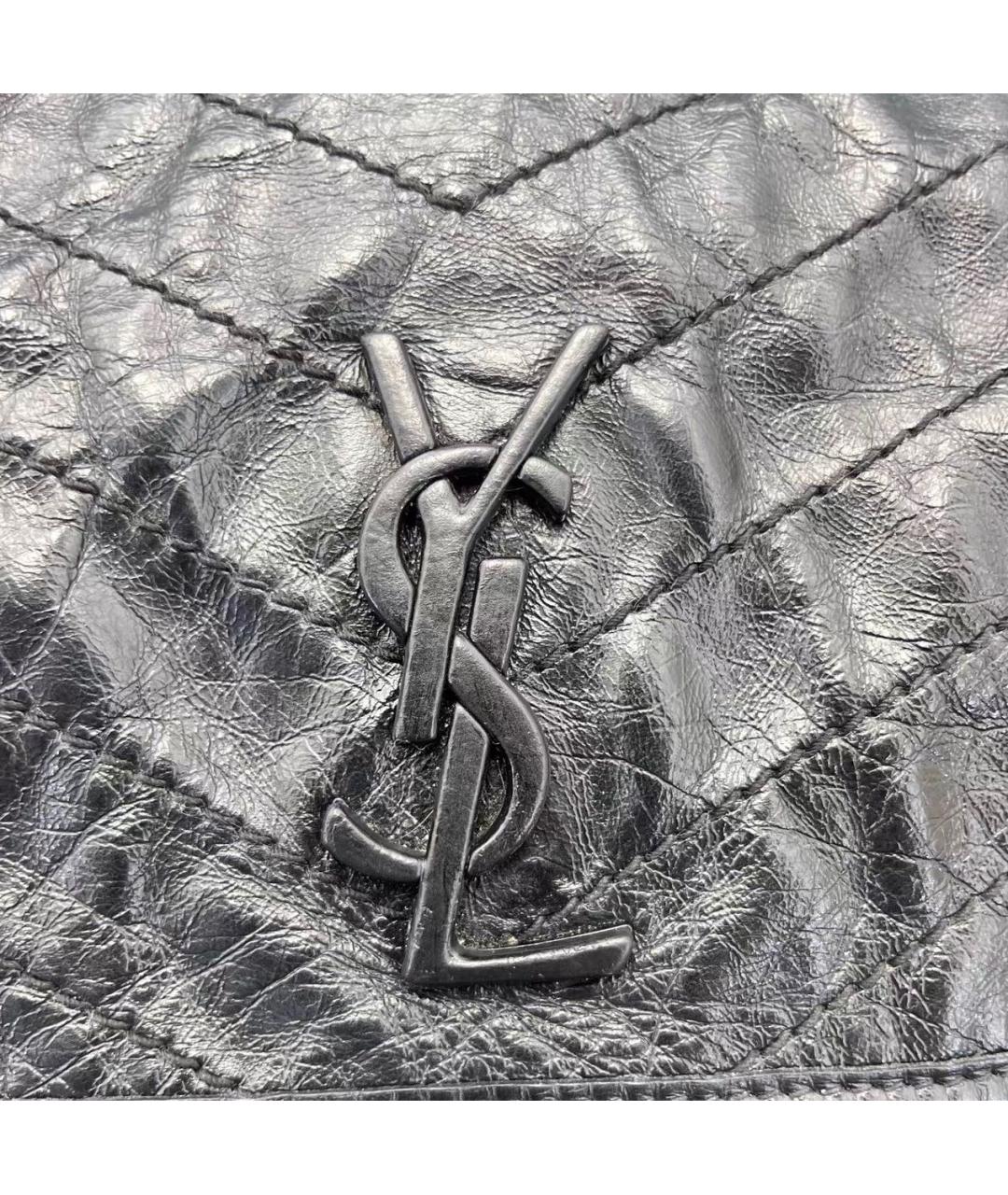 SAINT LAURENT Черная кожаная сумка тоут, фото 6
