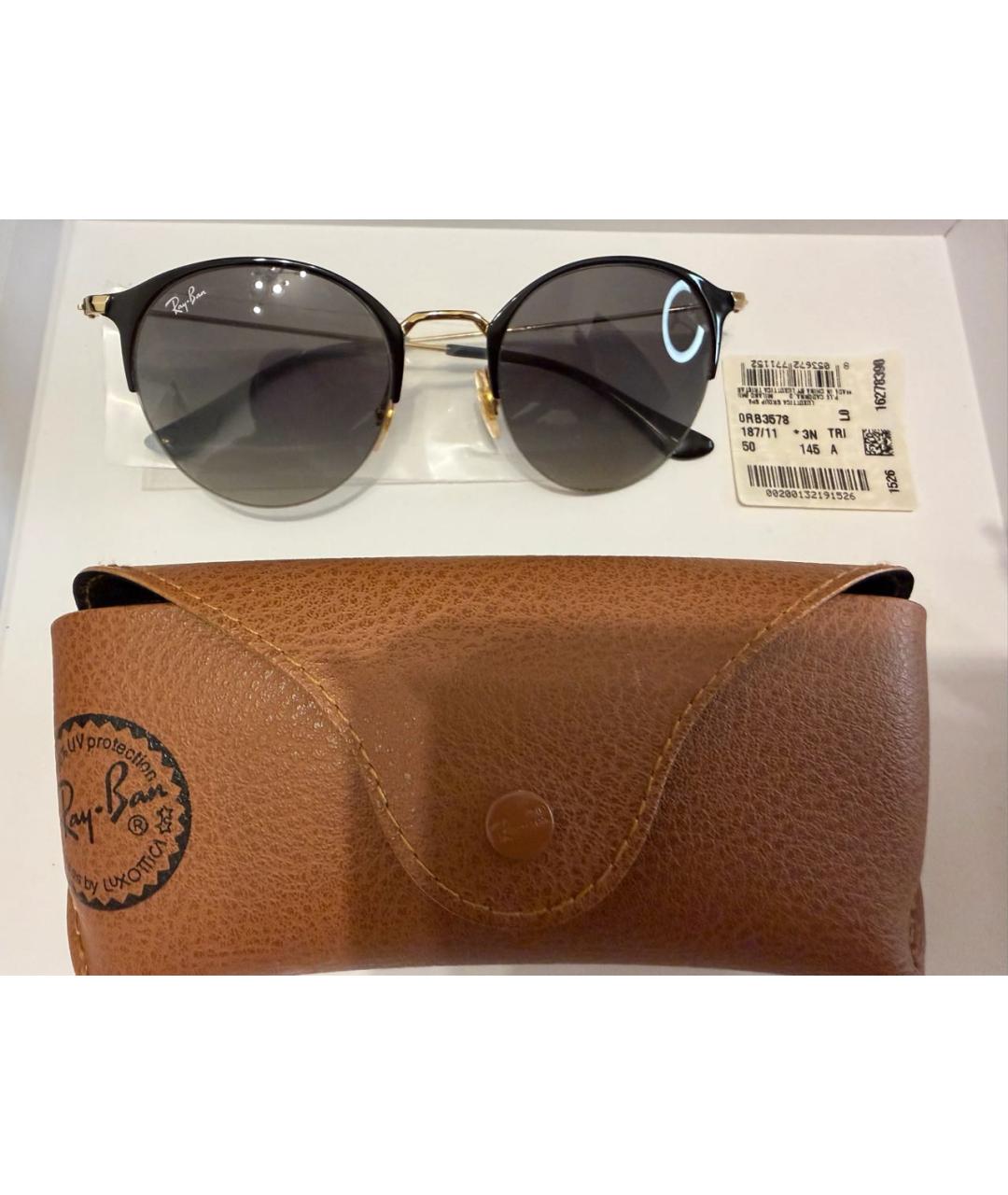 RAY BAN Черные металлические солнцезащитные очки, фото 5