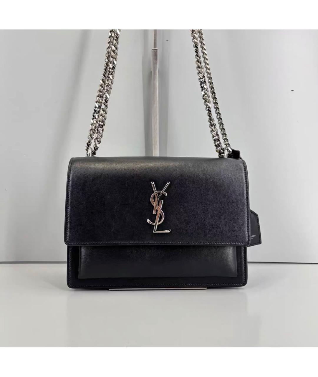 SAINT LAURENT Черная кожаная сумка через плечо, фото 9