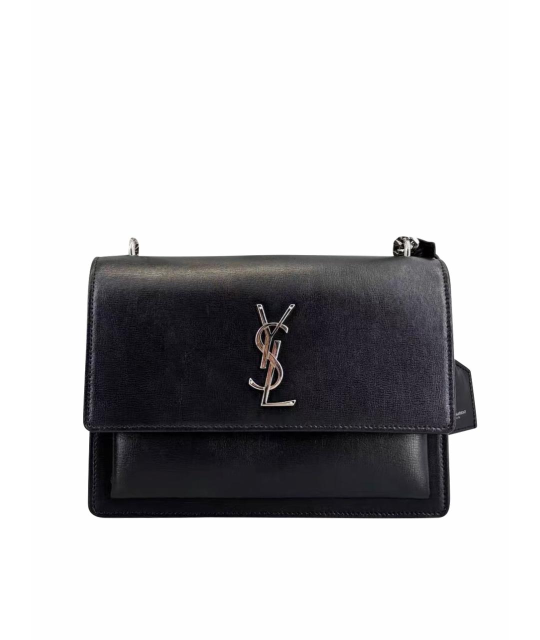 SAINT LAURENT Черная кожаная сумка через плечо, фото 1