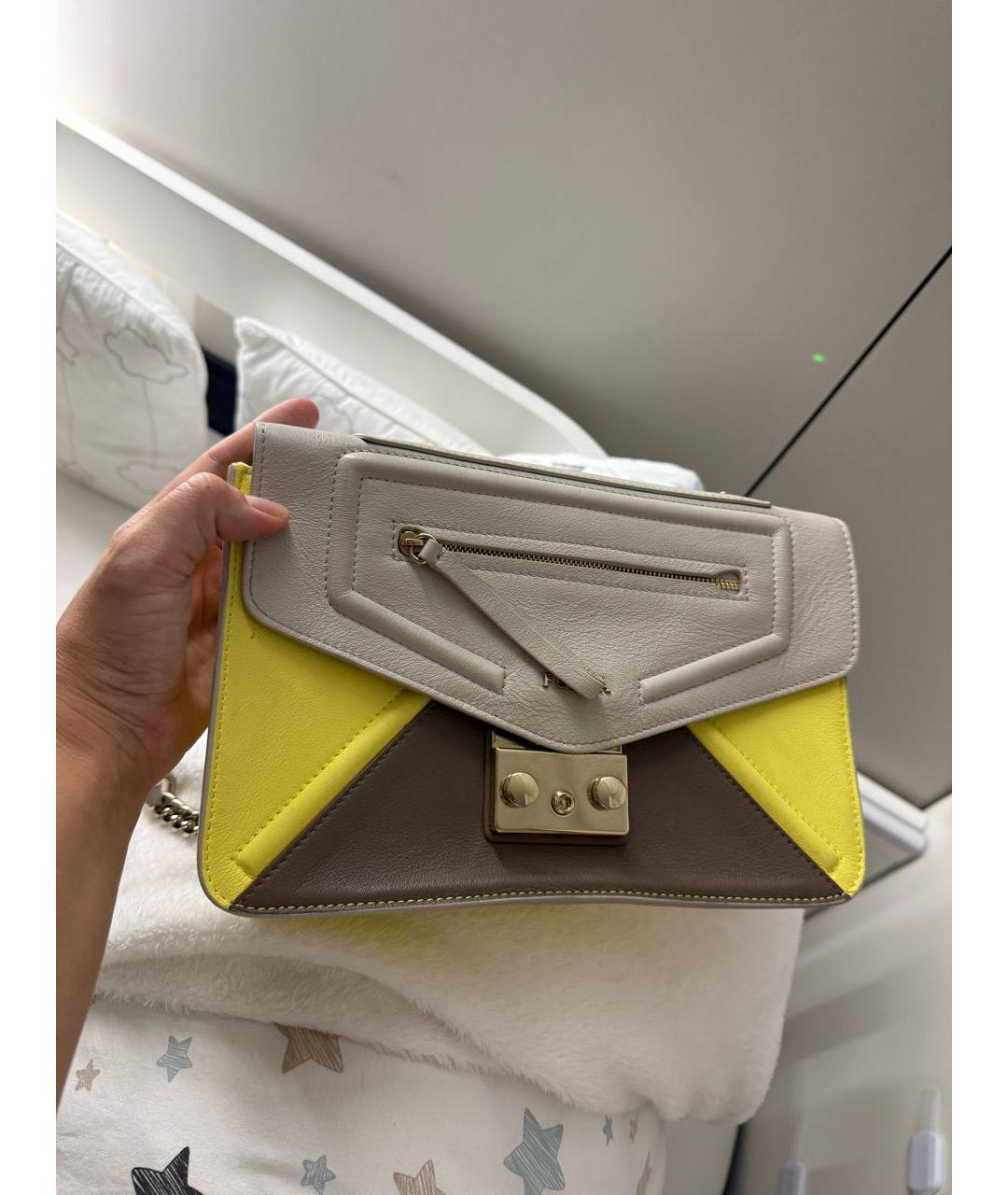 FURLA Бежевая кожаная сумка через плечо, фото 2