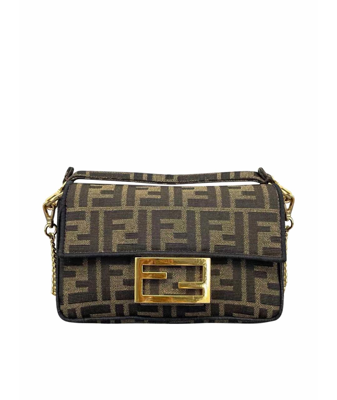 FENDI Коричневая тканевая сумка через плечо, фото 1