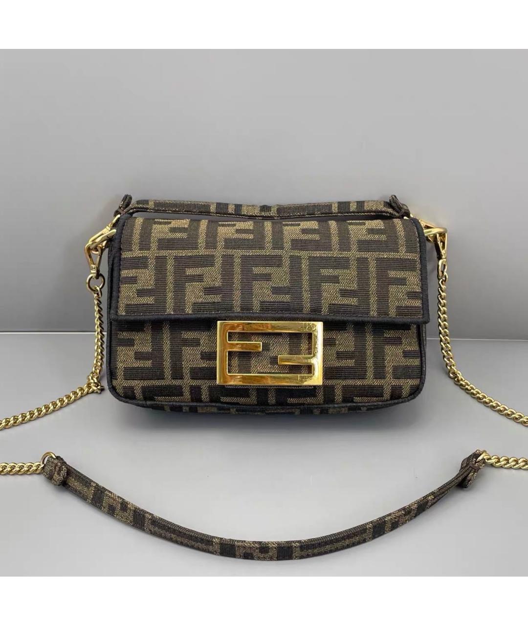 FENDI Коричневая тканевая сумка через плечо, фото 9