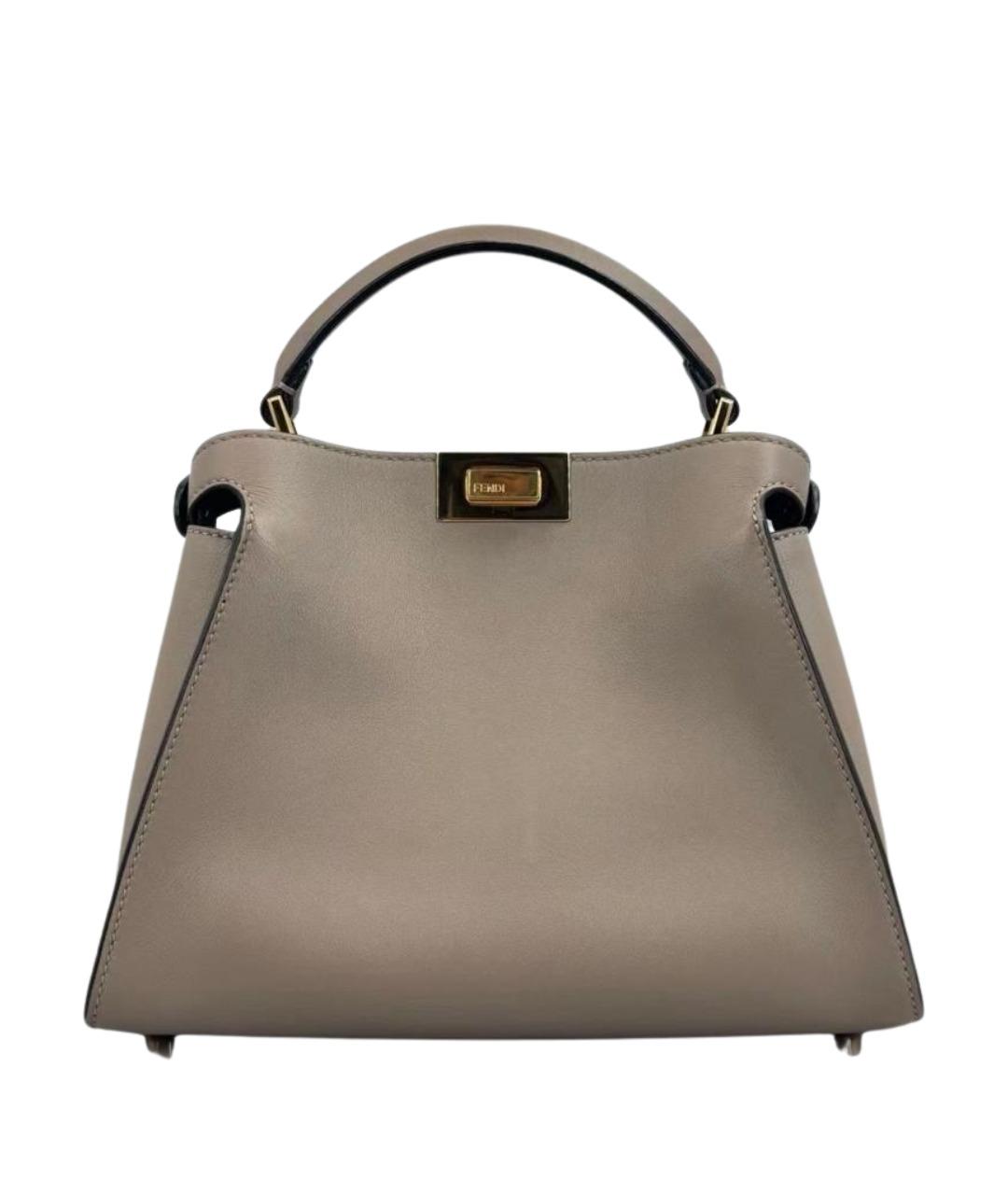 FENDI Бежевая кожаная сумка через плечо, фото 1