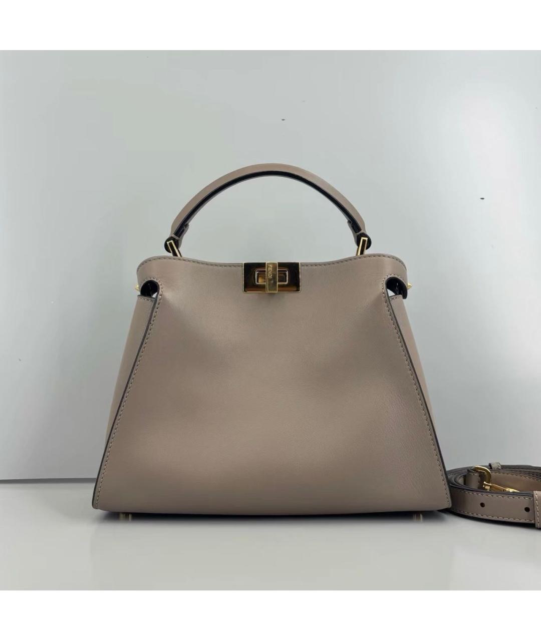 FENDI Бежевая кожаная сумка через плечо, фото 2