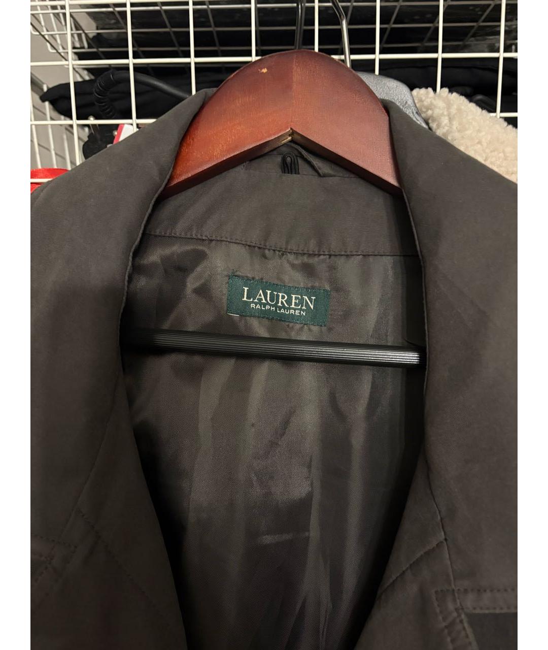 RALPH LAUREN Антрацитовый полиэстеровый тренч / плащ, фото 3