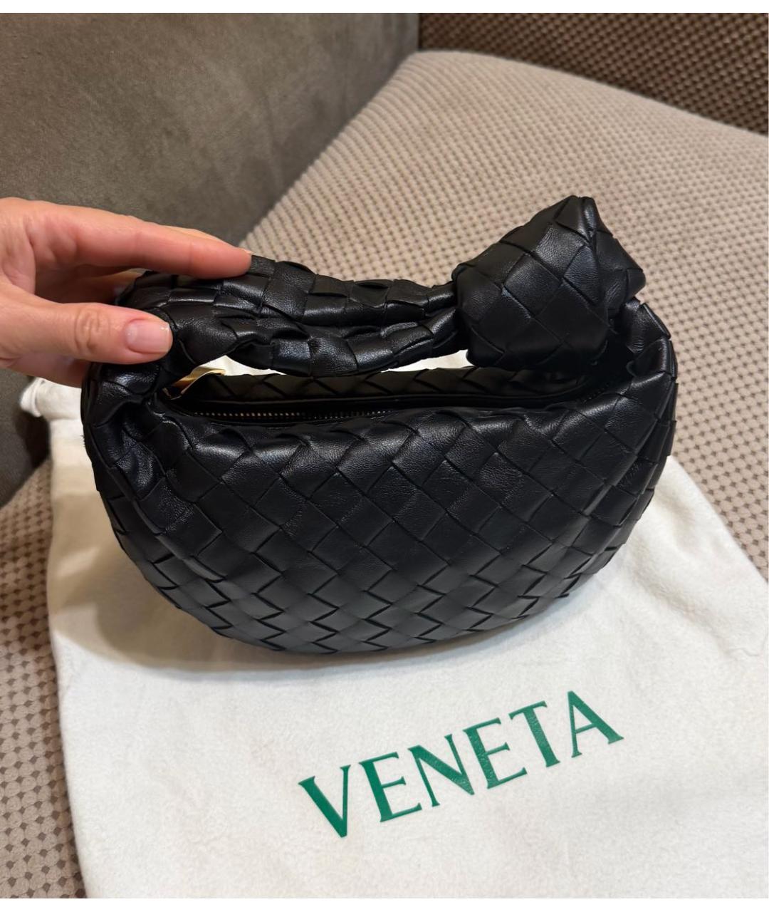 BOTTEGA VENETA Черная кожаная сумка с короткими ручками, фото 2