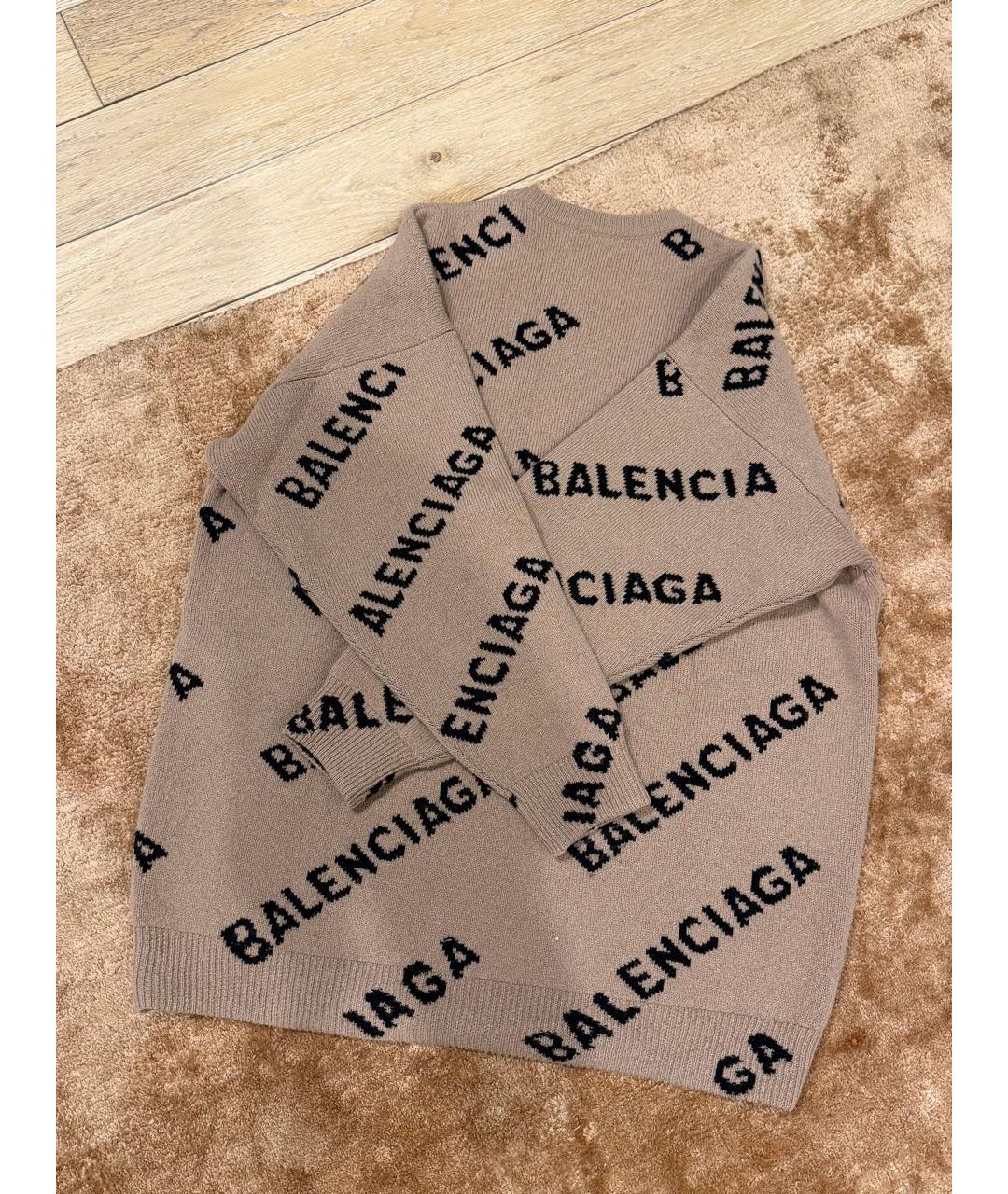 BALENCIAGA Бежевый шерстяной джемпер / свитер, фото 3