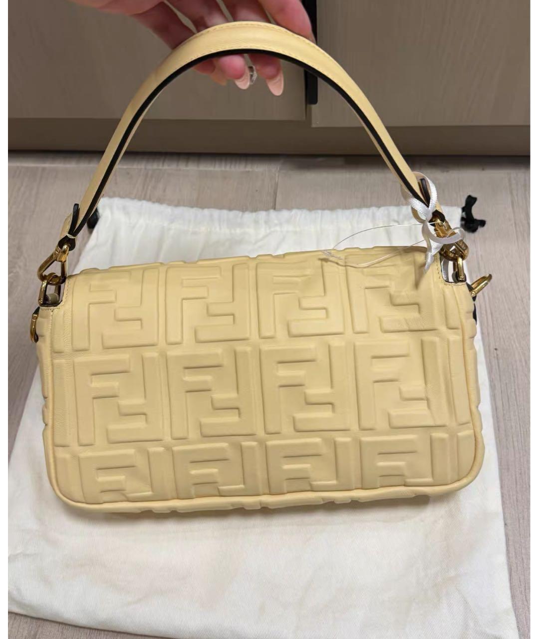 FENDI Желтая кожаная сумка через плечо, фото 3