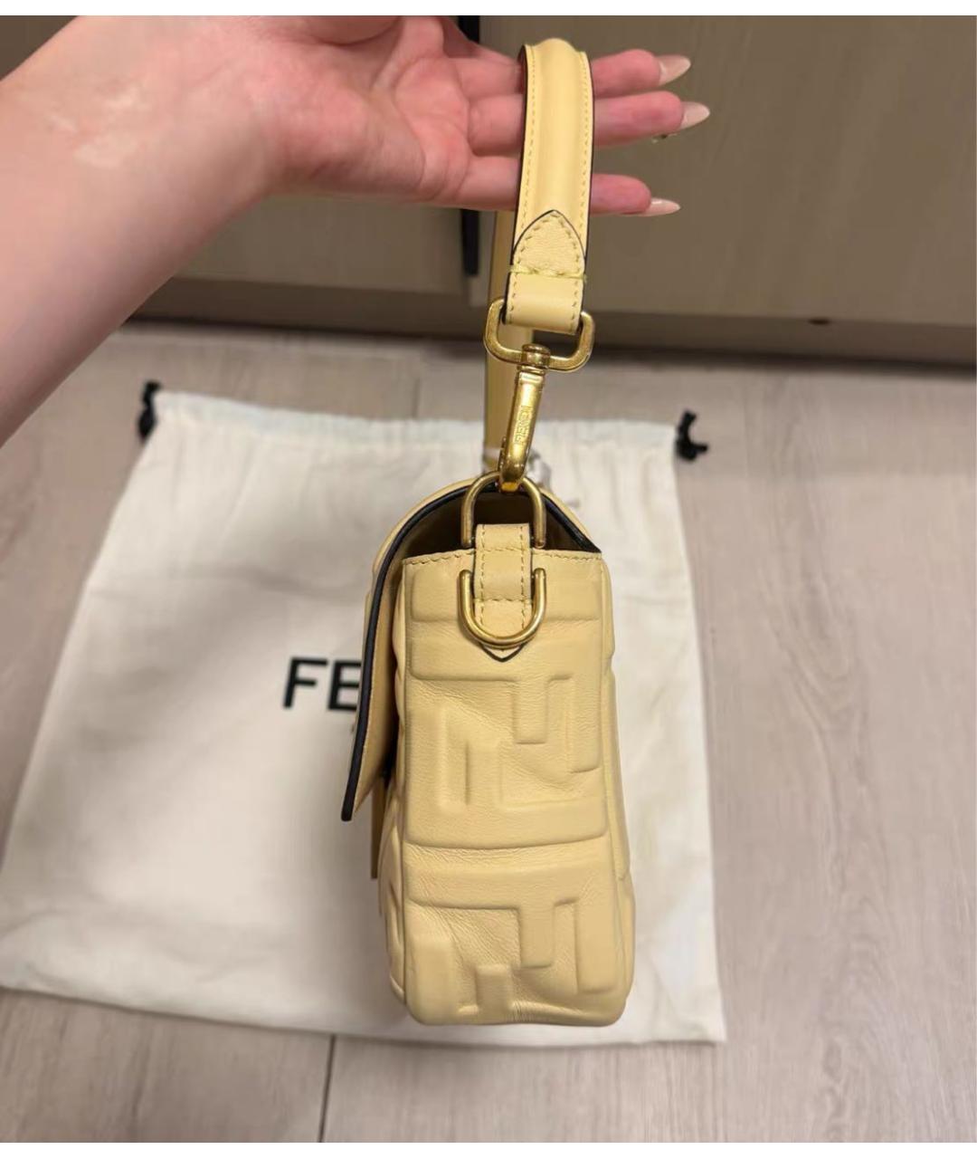 FENDI Желтая кожаная сумка через плечо, фото 4