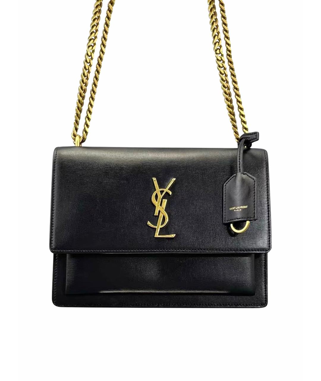 SAINT LAURENT Черная кожаная сумка через плечо, фото 1