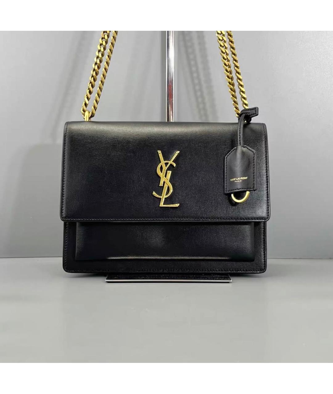 SAINT LAURENT Черная кожаная сумка через плечо, фото 9