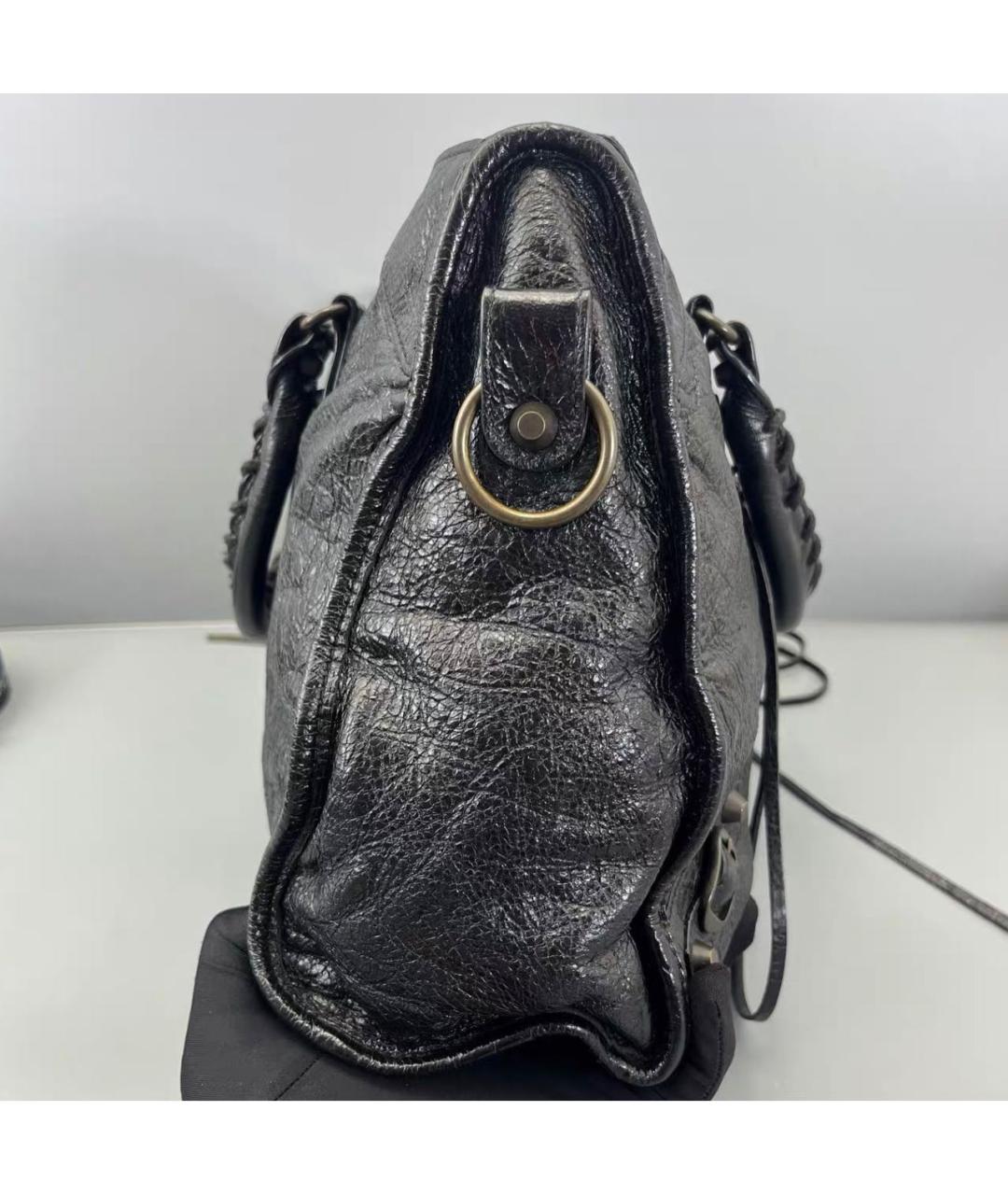 BALENCIAGA Черная кожаная сумка тоут, фото 3