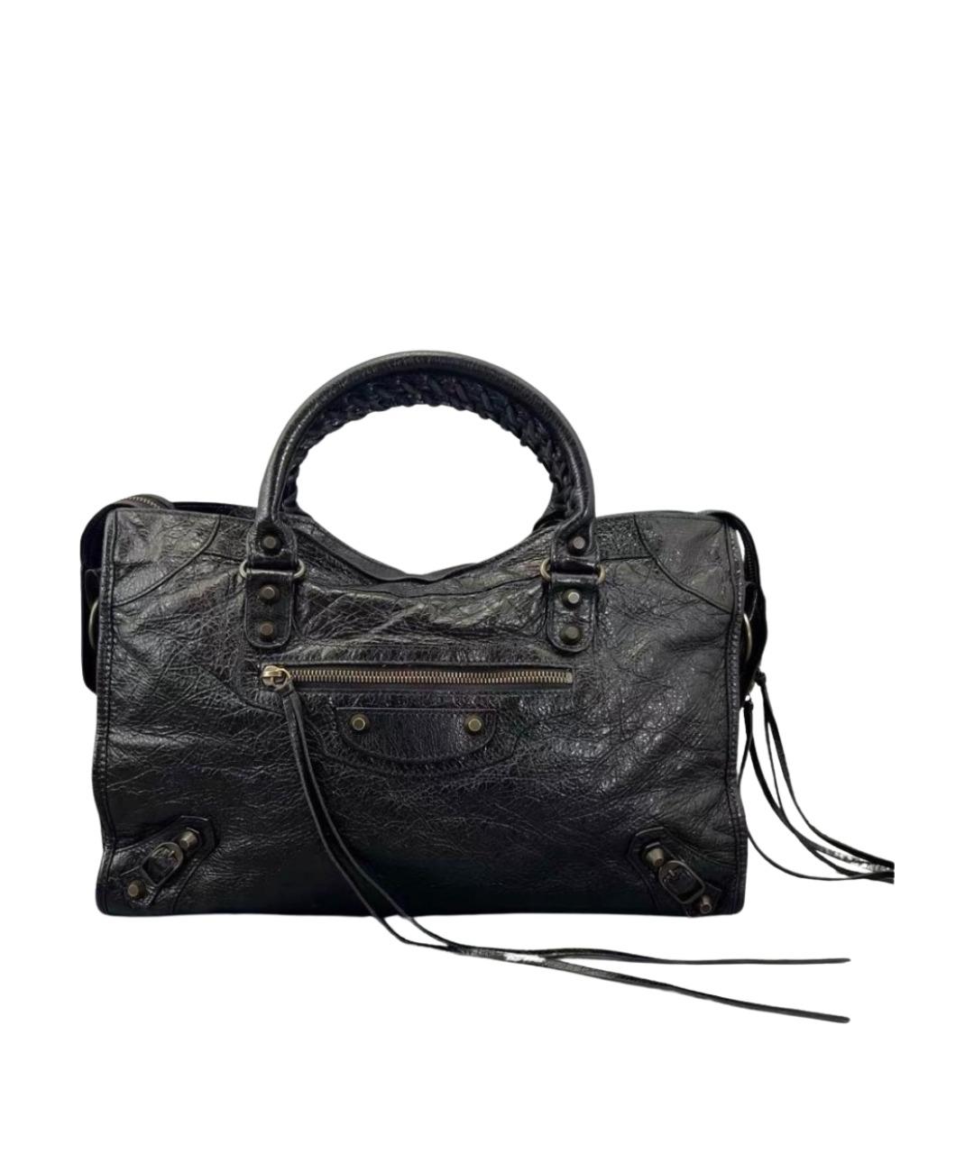 BALENCIAGA Черная кожаная сумка тоут, фото 1
