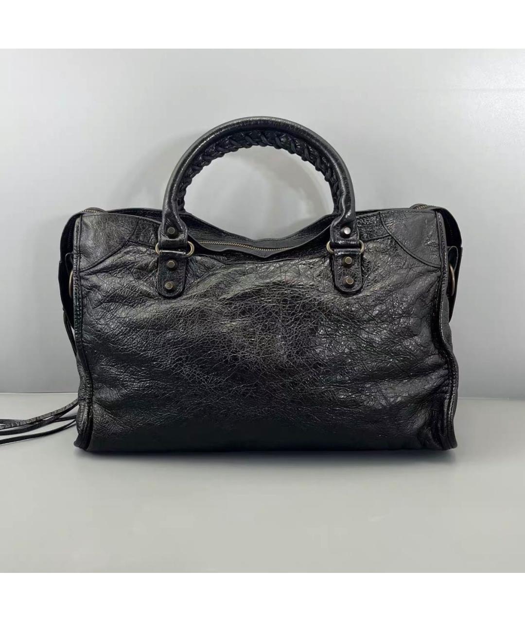 BALENCIAGA Черная кожаная сумка тоут, фото 2