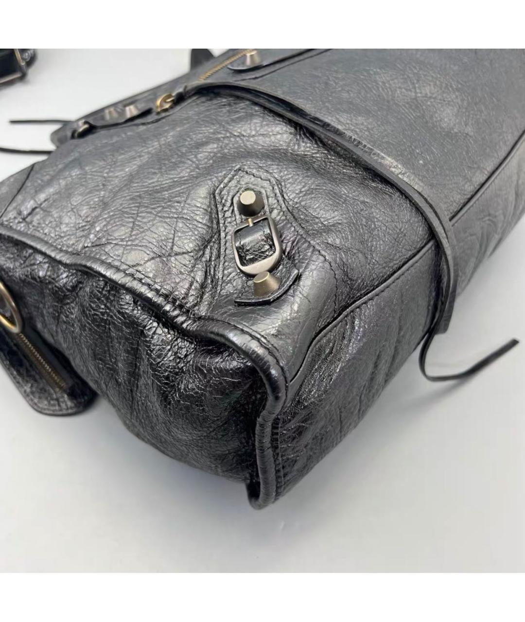BALENCIAGA Черная кожаная сумка тоут, фото 7