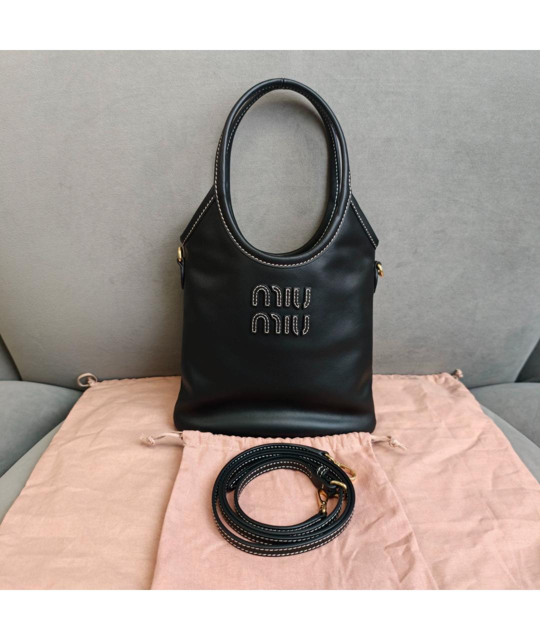 MIU MIU Черная кожаная сумка тоут, фото 7